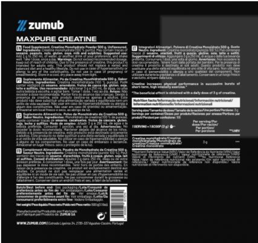 CREATINA MAXPURE Marca Zumub