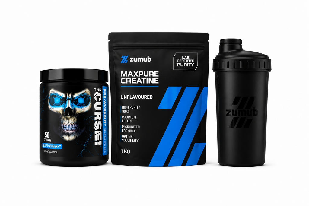 The Curse 250g + Creatina MaxPure 1kg + Shaker Power to Win Preto 700 ml