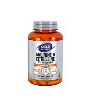 NOW Foods ARGININE & CITRULINE 500MG/250MG 120 CÁPSULAS VEGETAIS